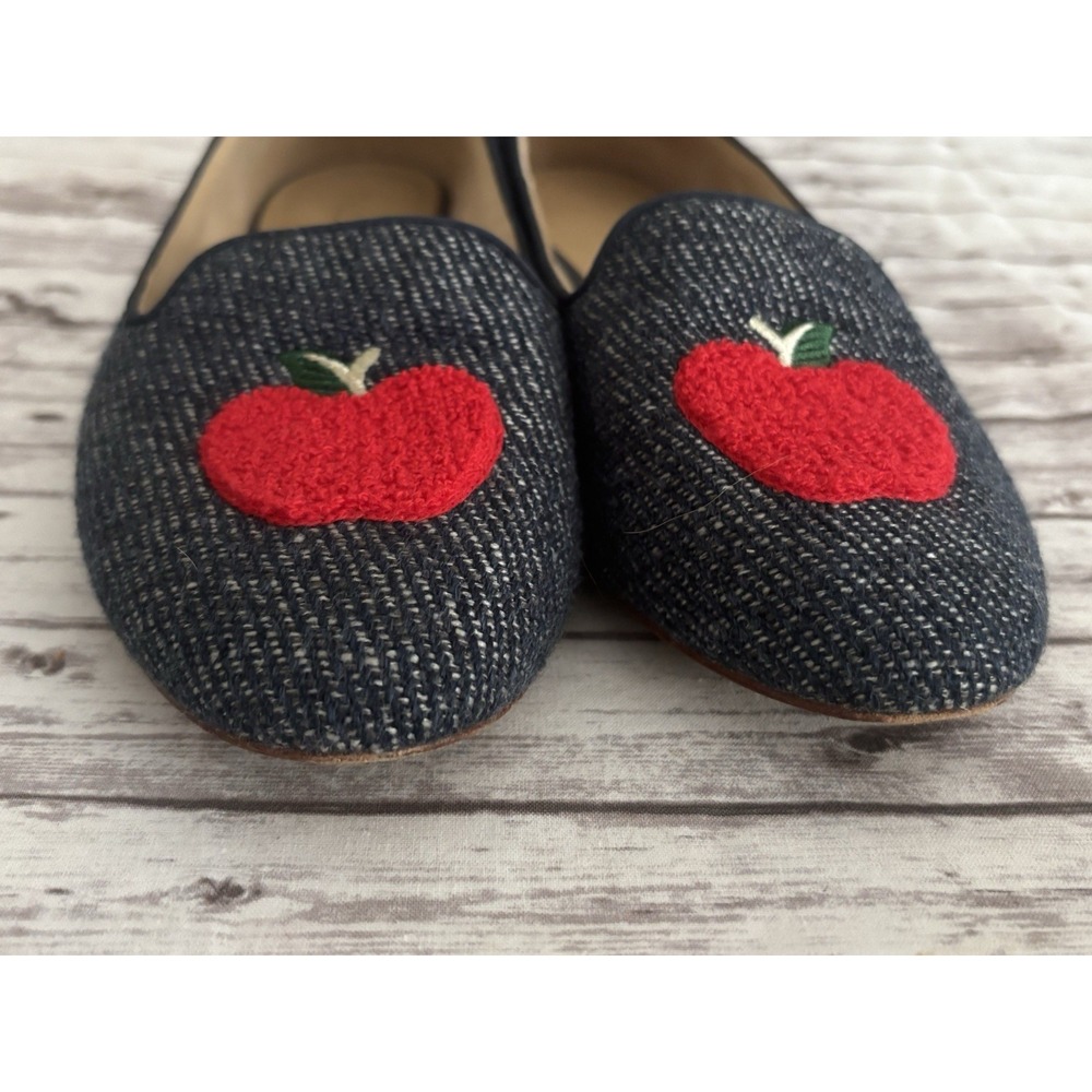 Talbots Indigo Blue Ryan Novelty Apple Themed Flats Shoes Teacher 9 - Picture 2 of 3